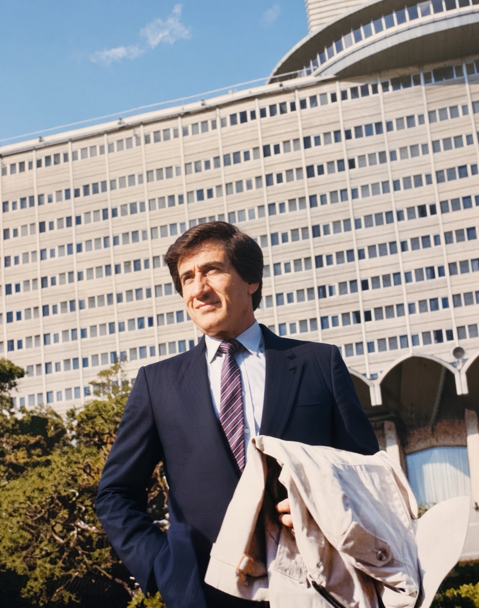 Walid Zabadne in Japan in the 1980s, outside a large white hotel